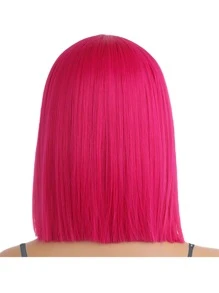 Short Straight Hot Pink Bob Wig - Hot Pink - View 4