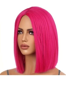 Short Straight Hot Pink Bob Wig - Hot Pink - View 3