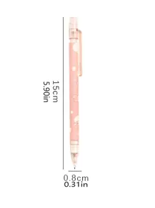 4入組卡通圖案自動鉛筆,簡約風紫色塑膠寫作鉛筆辦公,學校 - 粉色 - 查看 2