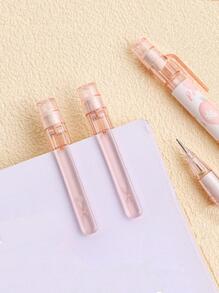 4入組卡通圖案自動鉛筆,簡約風紫色塑膠寫作鉛筆辦公,學校 - 粉色 - 查看 7