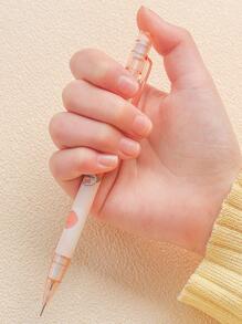 4入組卡通圖案自動鉛筆,簡約風紫色塑膠寫作鉛筆辦公,學校 - 粉色 - 查看 6