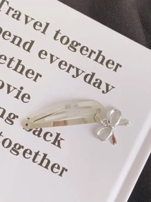 2pcs Bow Decor Hair Clip Street Valentine's Day Claw Clips Hair Claws Hair Barrettes - Silver - View 9