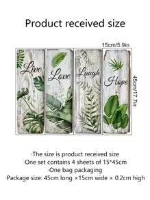 4pcs Tropical Leaf Pattern Wall Sticker, Posters, Stickers, Wall Art, Spring Decoration Items Refresh Your Home, Rama Decoration Stickers Gifts Birthday Graduation