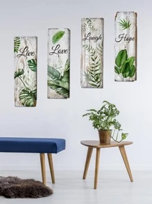 4pcs Tropical Leaf Pattern Wall Sticker, Posters, Stickers, Wall Art, Spring Decoration Items Refresh Your Home, Rama Decoration Stickers Gifts Birthday Graduation