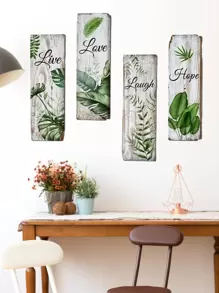 4pcs Tropical Leaf Pattern Wall Sticker, Posters, Stickers, Wall Art, Spring Decoration Items Refresh Your Home, Rama Decoration Stickers Gifts Birthday Graduation