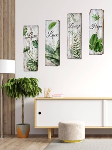 4pcs Tropical Leaf Pattern Wall Sticker, Posters, Stickers, Wall Art, Spring Decoration Items Refresh Your Home, Rama Decoration Stickers Gifts Birthday Graduation