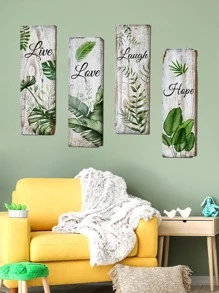 4pcs Tropical Leaf Pattern Wall Sticker, Posters, Stickers, Wall Art, Spring Decoration Items Refresh Your Home, Rama Decoration Stickers Gifts Birthday Graduation