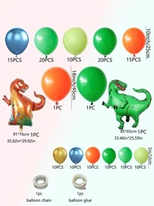 Chicos 146 piezas Kit tema de dinosaurio fiesta adorno verde guirnalda de globos de arco con dinosaurio bola para de fiesta de cumpleaños boda decoraciones - Multicolor - Ver 2