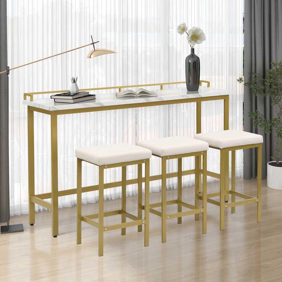MERAX Modern 4-Piece Counter Height Extra Long Console Dining Table Set ...