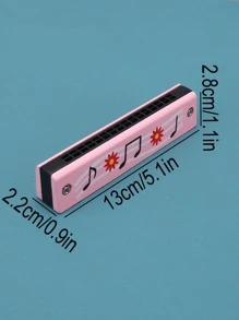1入組木樂器,現代花&音符圖案圖案口琴適用於家庭 - 粉色 - 查看 5