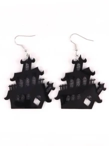 城堡耳墜 - 黑色 - 查看 1