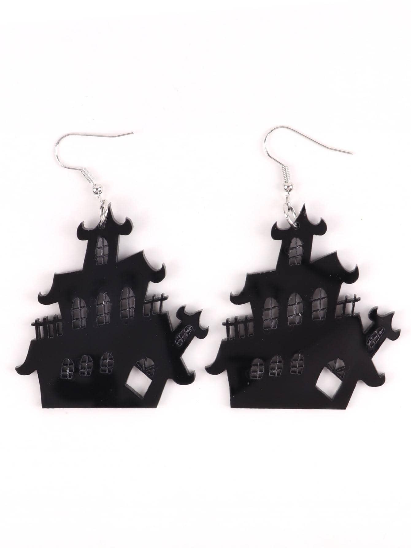城堡耳墜 - 黑色 - 查看 1