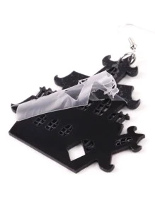 城堡耳墜 - 黑色 - 查看 2