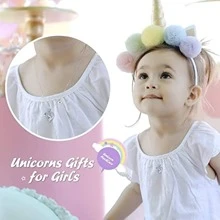 你是女孩魔法獨角獸項鍊心形吊墜項鍊獨角獸珠寶禮物女孩女兒孫女侄女生日聖誕節 - 銀色 - 查看 5