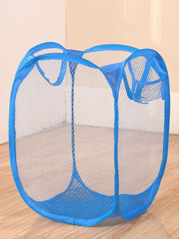 Mesh Pop Up Square Laundry Basket Storage Toy Organizer Bag Collapsible