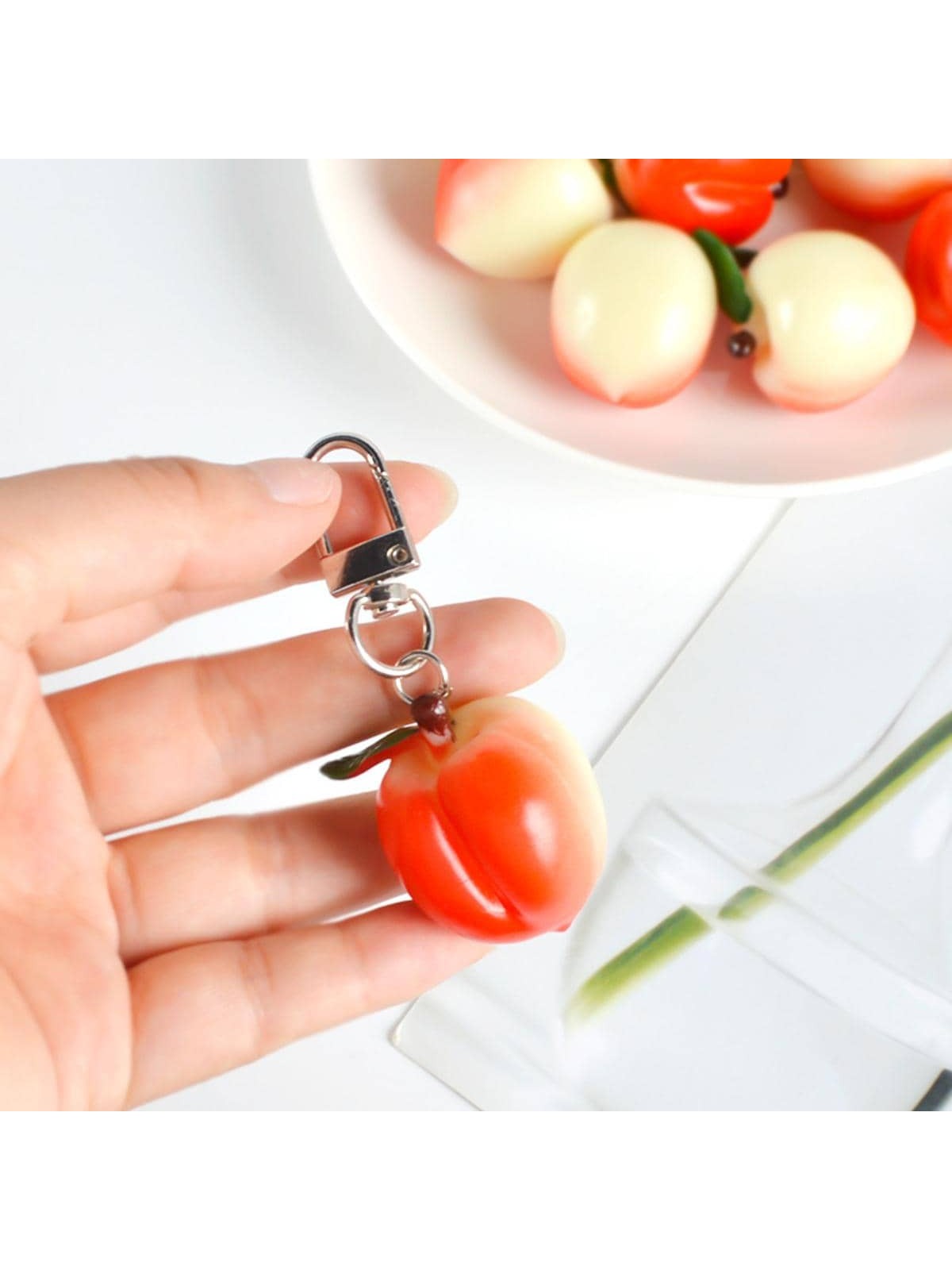 Fashionable Bag Charm PVC Peach Decor