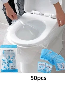 50片装一次性马桶垫便携式100%防水马桶垫适用于旅行/露营浴室配件浴室装饰夏季 - 無色 - 查看 1