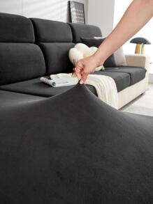 1入組素色沙發座位極簡滌綸彈性沙發墊套適用於客廳 - 黑色 - 查看 3