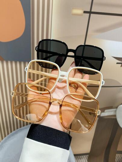 3 件装女士方形塑料时尚装饰时尚眼镜沙滩配饰女士眼镜遮光镜