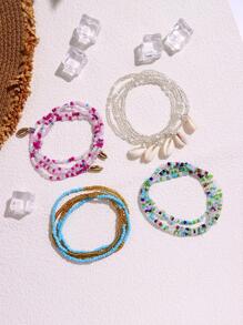 4 件/套 80 公分彩色寶石、玻璃珠腰鍊帶眼形吊墜、肚皮鏈、波西米亞海灘風格女士首飾 - 彩色 - 查看 4
