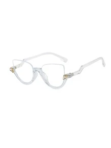 Gafas transparente TR de marco de ojo de gato semi sin montura - transparente - Ver 2