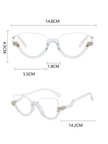 Gafas transparente TR de marco de ojo de gato semi sin montura - transparente - Ver 4