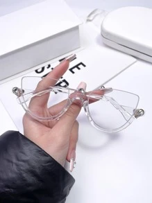 Gafas transparente TR de marco de ojo de gato semi sin montura - transparente - Ver 1