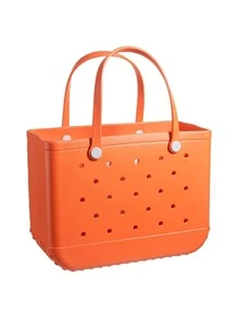 Bog Bag, Solid Colour Waterproof Beach Bag, Portable Handbag For Outdoor Sports - Orange - View 2