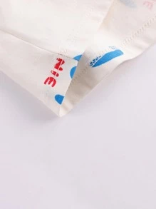 Toddler Girls Letter Graphic Striped Trim Tee - Apricot - View 6