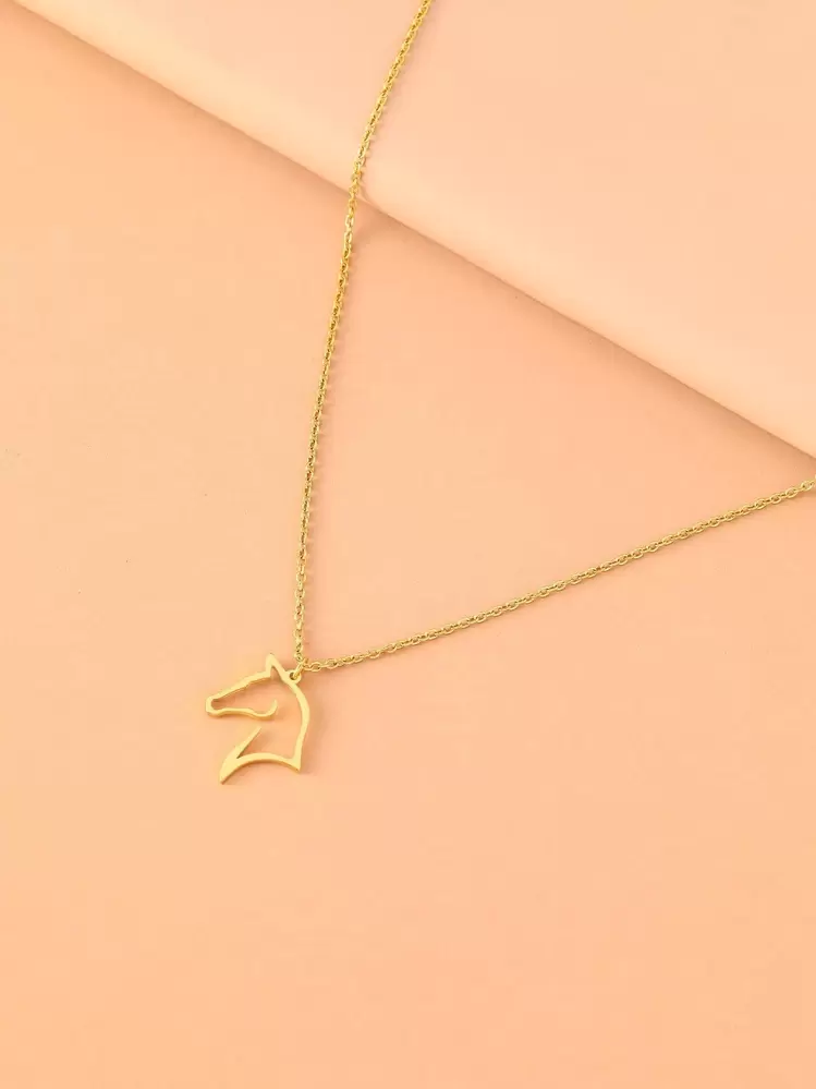 Aomogo Collares de acero inoxidable para regalo de caballo para jinetes de equitación, lindo collar colgante de esquema de caballo para mujeres, niñas y mejor obsequio de joyería - Dorado - Añade 3