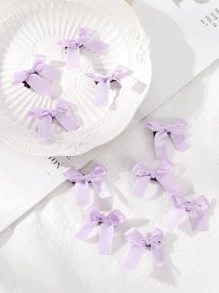 10入組芭蕾風格小髮夾帶蝴蝶結 - 紫色 - 查看 4