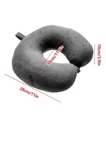 1入組U型素色彈力纖維車頸枕 - 深灰色 - 查看 4