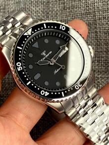 Tandorio Men's Mechanical Watch, NH36A Movement, Stainless Steel Case, Water Resistant (Swim Suitable), Sapphire Mirror Surface, Date & Week Dual Display, Super Night Light - Black - View 2