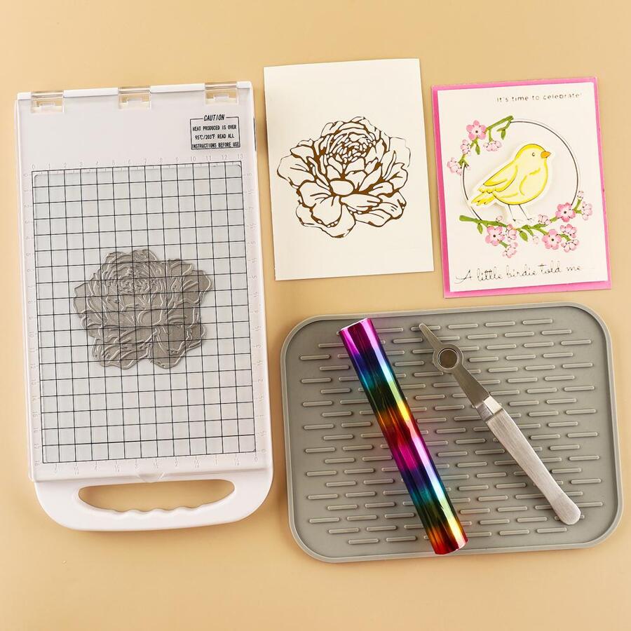 CYFUN DESIGN 1Set Hot Stamping Foil Machine, Hot Foil and Press Machine Create Stunning and Eye Catching Foil Designs with The Foil Plates and Heat Activated Foils - Multicolor - View 1