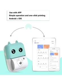 GOTOOGO 1pc ABS Mini Printing Machine, Modern Portable Mini Printer For Kids - Green - View 4