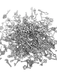 20pcs/set Random Vintage Zinc Alloy Key Design DIY Charm For Women For DIY Jewelry Making - Black - View 1