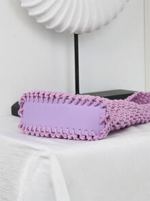 鏤空設計鉤針編織袋紫色適用於度假 - 紫色 - 查看 3
