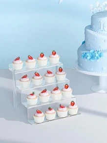 1pc PMMA Cake Stand, Minimalist Clear Multi-Layer Ladder Design Cake Holder For Party Cake Stand Cake Decorations Cupcake Stand Cake Decor Cake Holder Wedding Decor Wedding Party Supplies Wedding Decorations Wedding Accessories Wedding Cake Stand - Clear - View 1