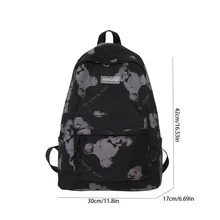 卡通熊圖案功能背包字母貼飾 - 黑色 - 查看 5