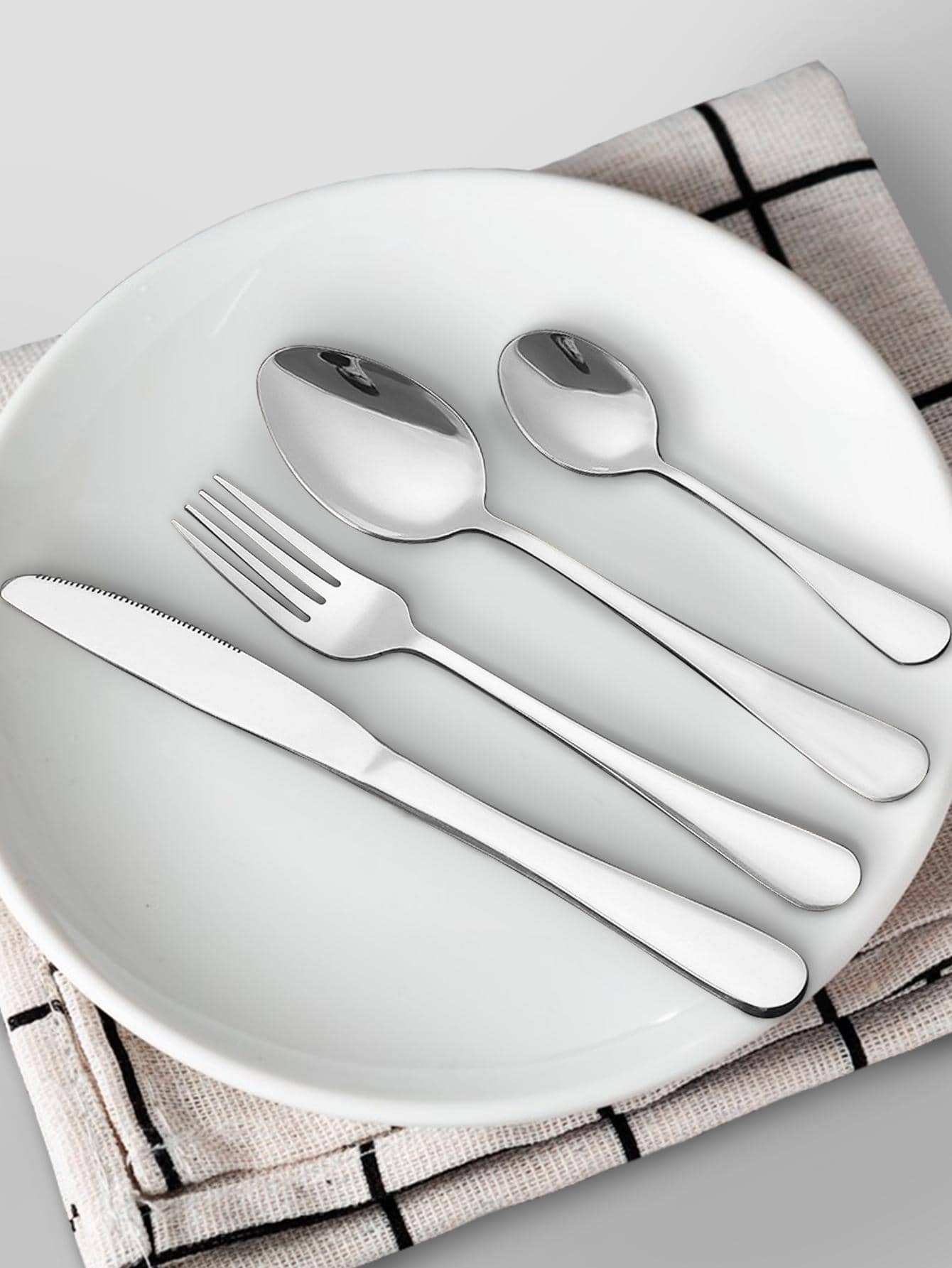 4pcs Stainless Steel Cutlery Set, Daily Silver Multi-purpose Tableware Cutlery Set For Home, Hotel - Silver - View 1