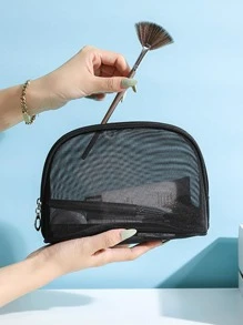 QYeah 3pcs Portable Mesh Cosmetic Bag - Black - View 2