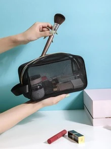 QYeah 3pcs Portable Mesh Cosmetic Bag - Black - View 3