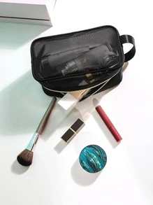 QYeah 3pcs Portable Mesh Cosmetic Bag - Black - View 5