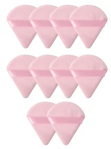 10 件装化妆粉扑套装柔软三角粉矿物粉扑适用于面部化妆 - 粉色 - 查看 1