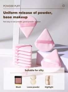 10 件装化妆粉扑套装柔软三角粉矿物粉扑适用于面部化妆 - 粉色 - 查看 3