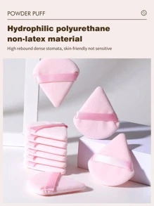 10 件装化妆粉扑套装柔软三角粉矿物粉扑适用于面部化妆 - 粉色 - 查看 5