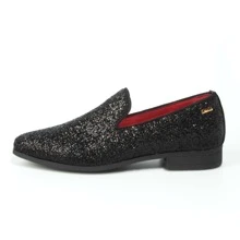 JEKO Mens Glitter Loafers Dress Slip On Party Wedding Penny  Sparkly Shoes - màu đen - Xem 2