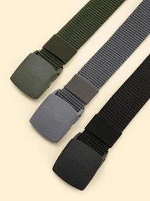 3入組男士素色汽車扣飾休閒皮帶適用於日常生活 - 彩色 - 查看 3