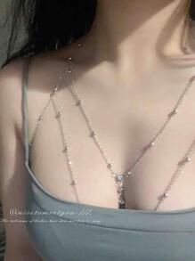 Cadena para cuerpo con diseño de cuenta - Plateado - Ver 2