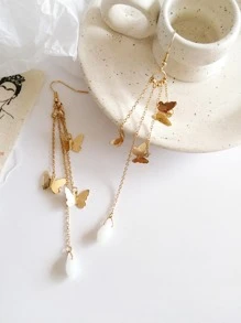 Pendientes largos con mariposa - Multicolor - Ver 3